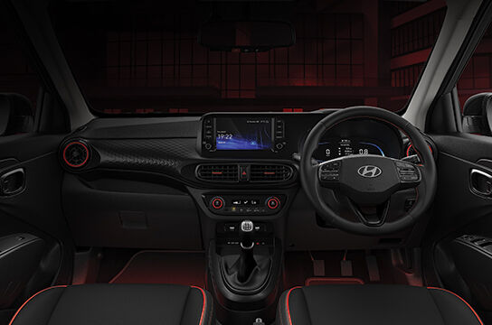 Black Theme Interior with red accents & stitching