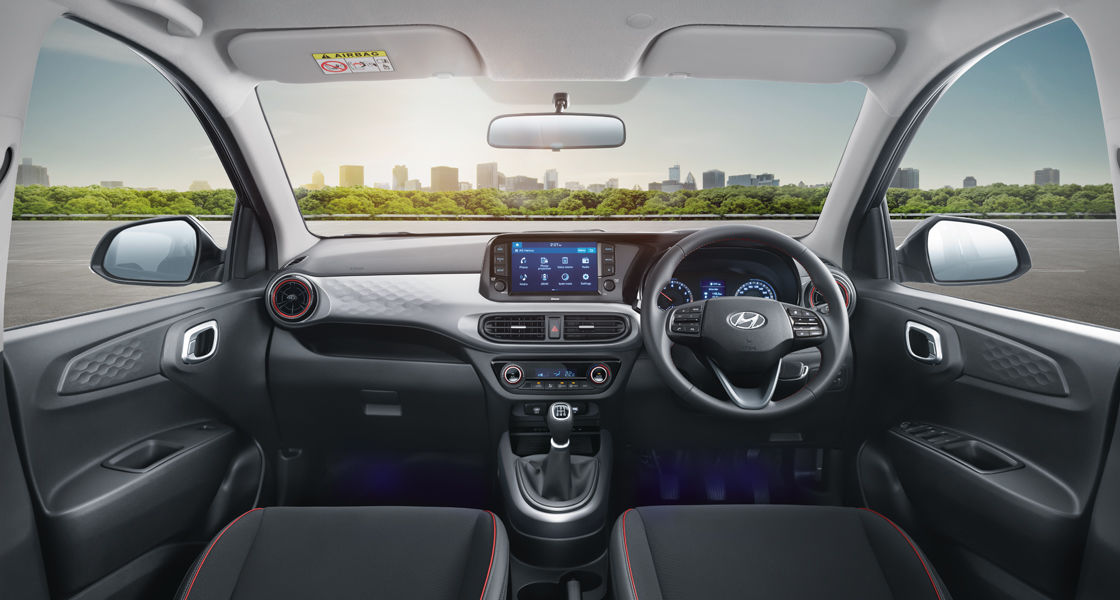 BLACK INTERIOR WITH RED INSERTS